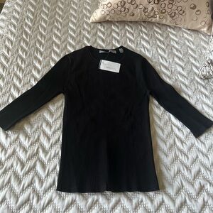 Vince black cropped tee with 3/4 length sleeves xs new with tags
